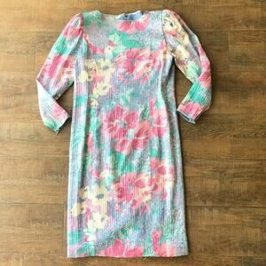 Vintage Anne Crimmins Sheath Silk and Sequins Dress Size 16